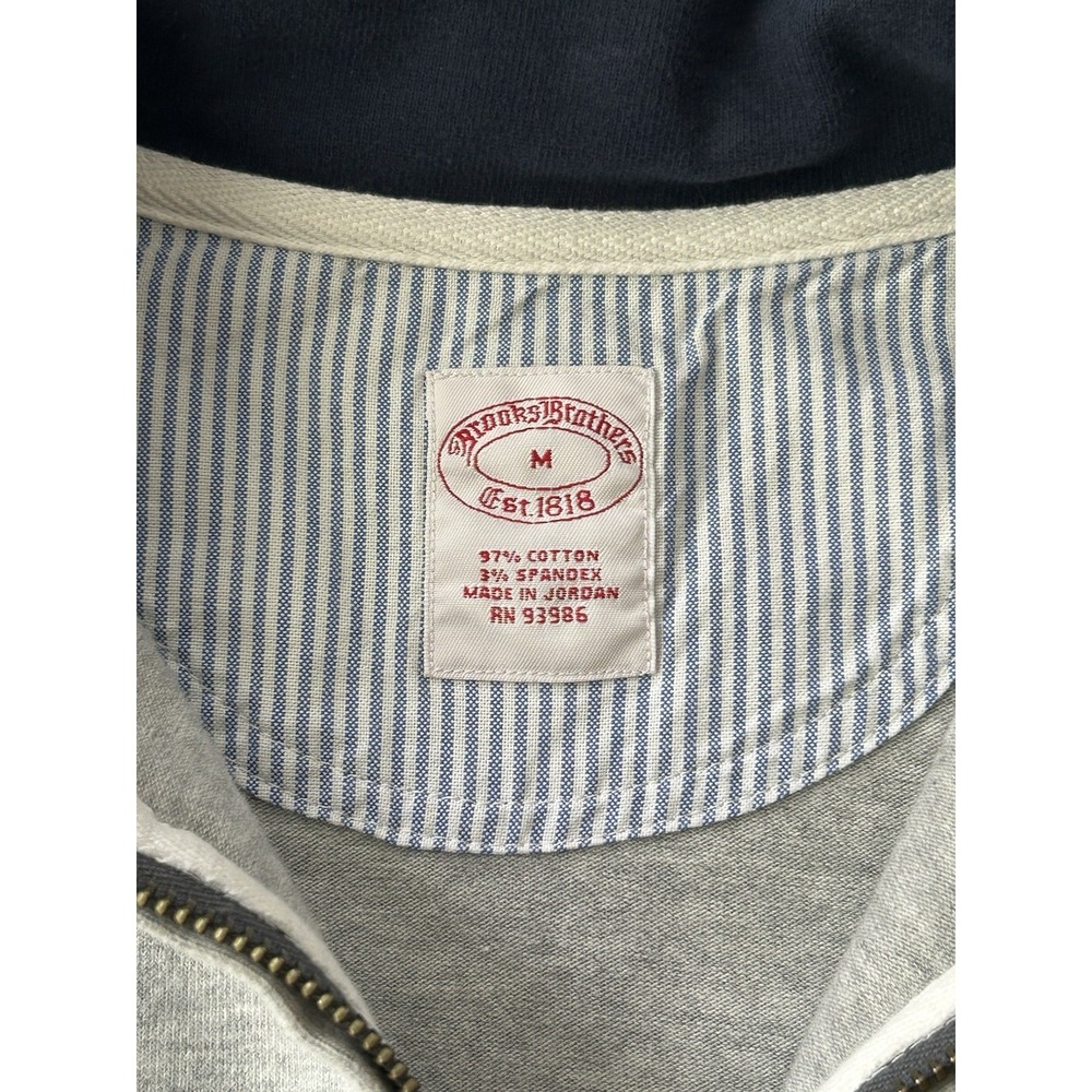 Brooks Brothers Half Zip Pullover Men M Gray Stretch Cotton Sueded Sweatshirt - Picture 4 of 7